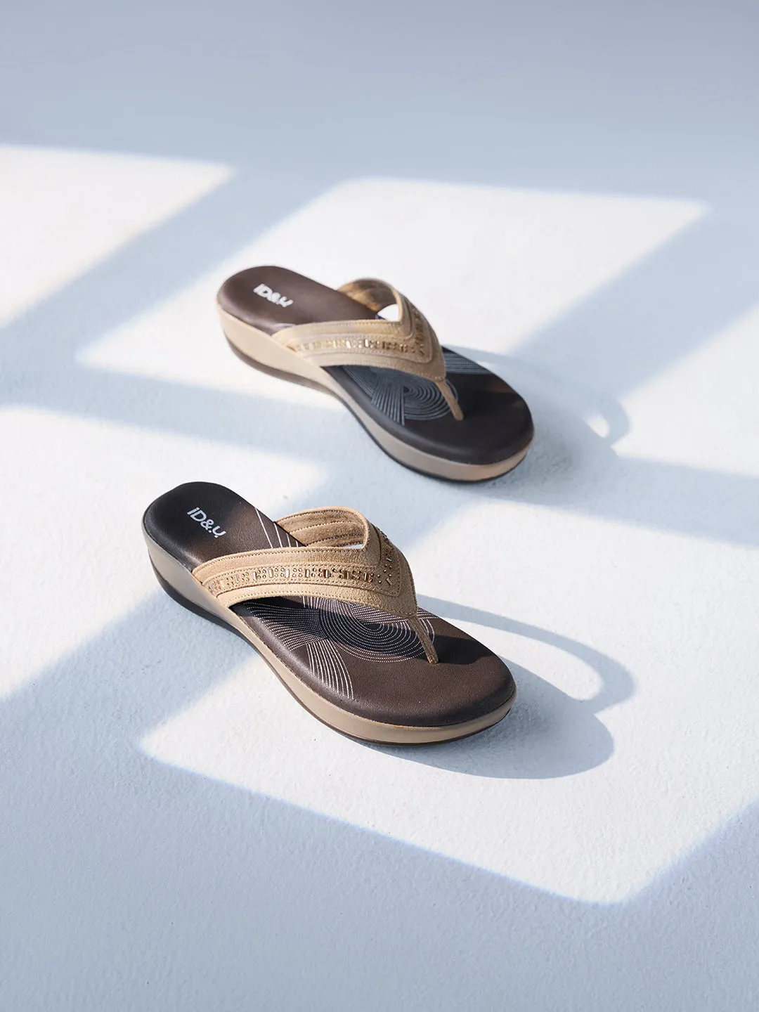 Women's Beige Thong Sandals (IU6004)