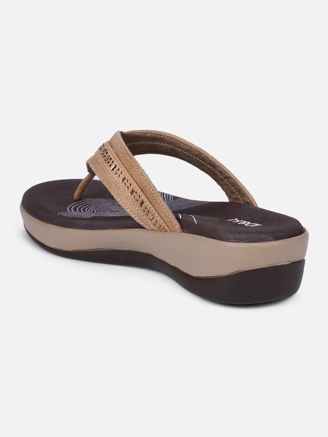 Women's Beige Thong Sandals (IU6004)