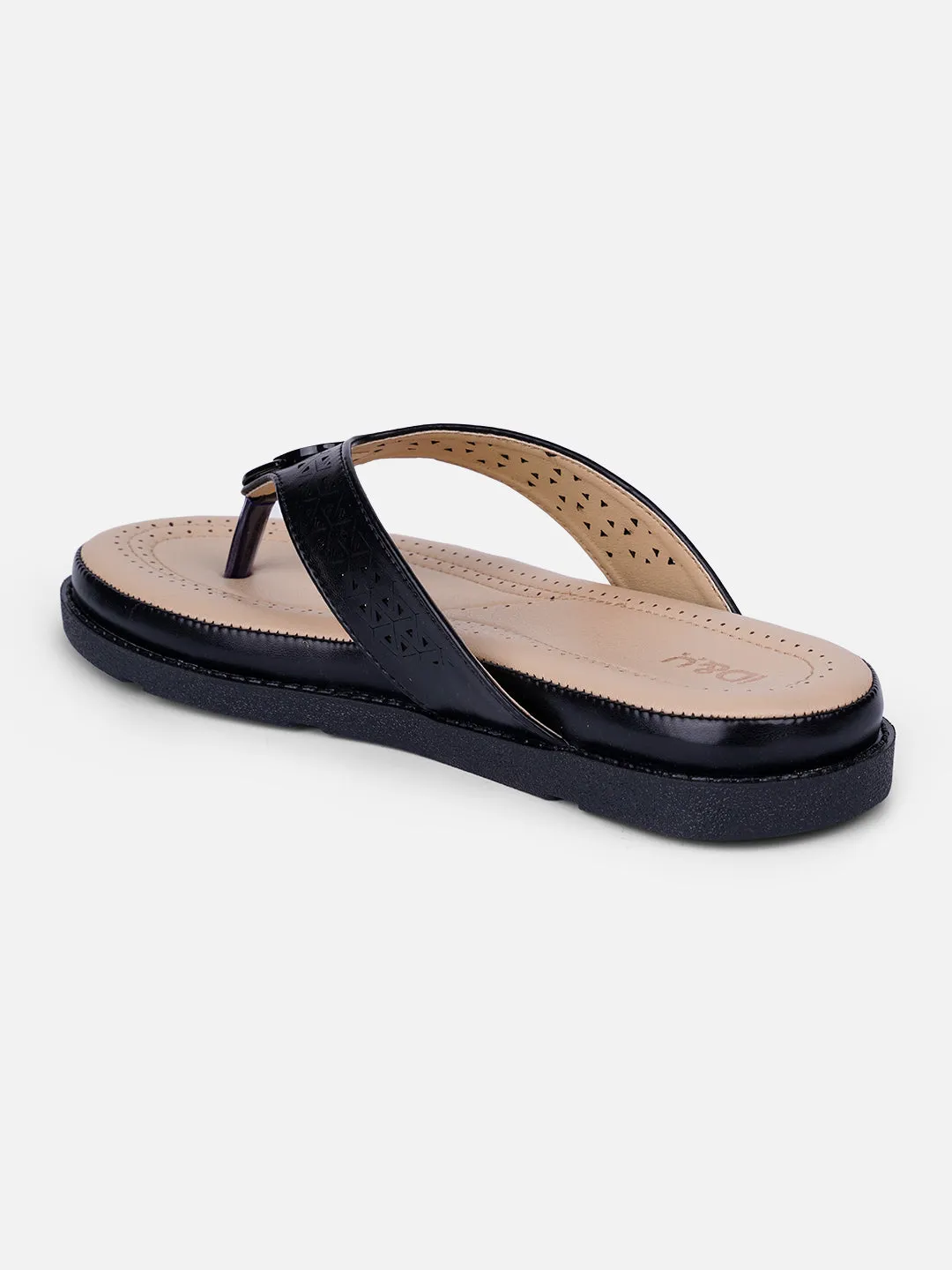 Women's Black Thong Sandals (IU6014)