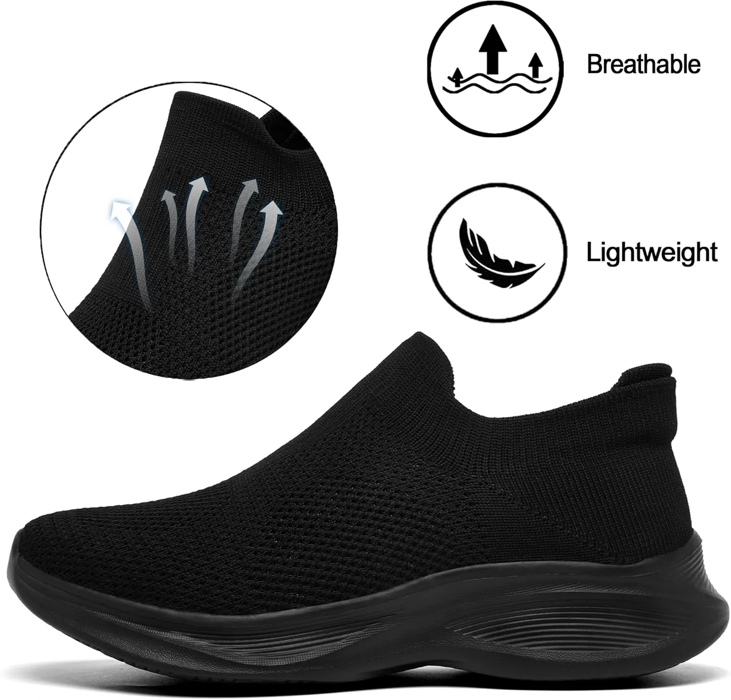 Womens Slip on Walking Shoes Breathable Comfort Lightweight Sock Shoe Non Slip Work Shoes Fashion Running Tennis Sneakers