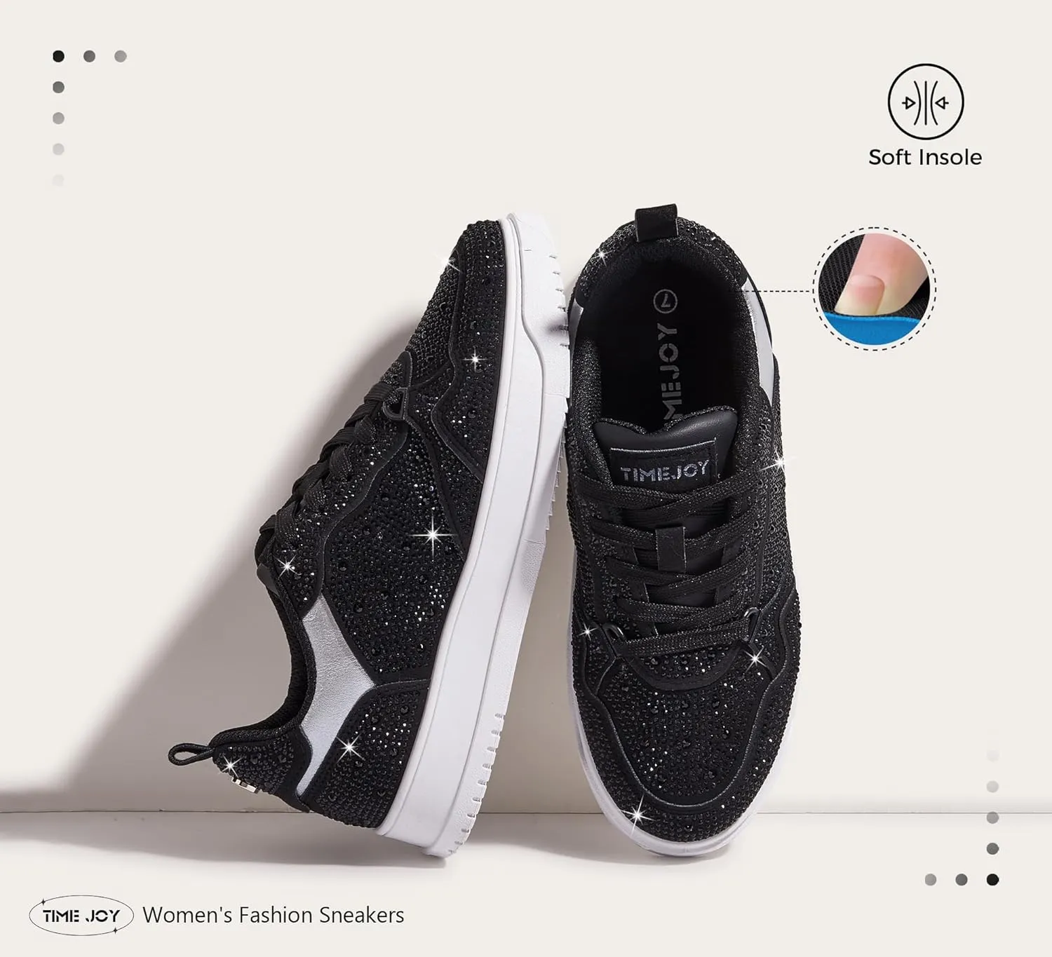 Women's Sparkly Rhinestone Sneakers Comfortable Athletic Glitter Platform Tennis Shoes for Casual, Gym & Fashion Outfits