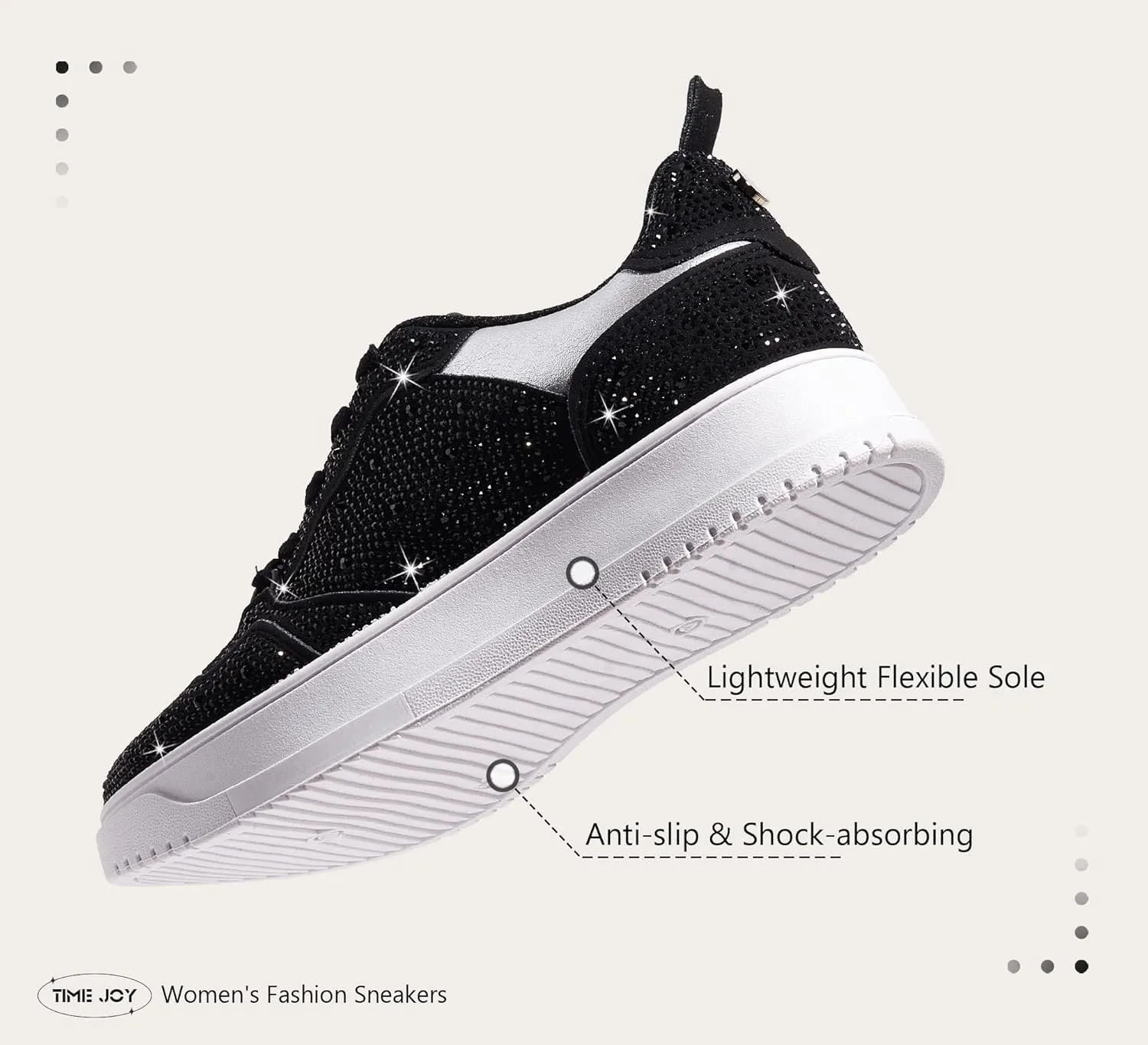 Women's Sparkly Rhinestone Sneakers Comfortable Athletic Glitter Platform Tennis Shoes for Casual, Gym & Fashion Outfits
