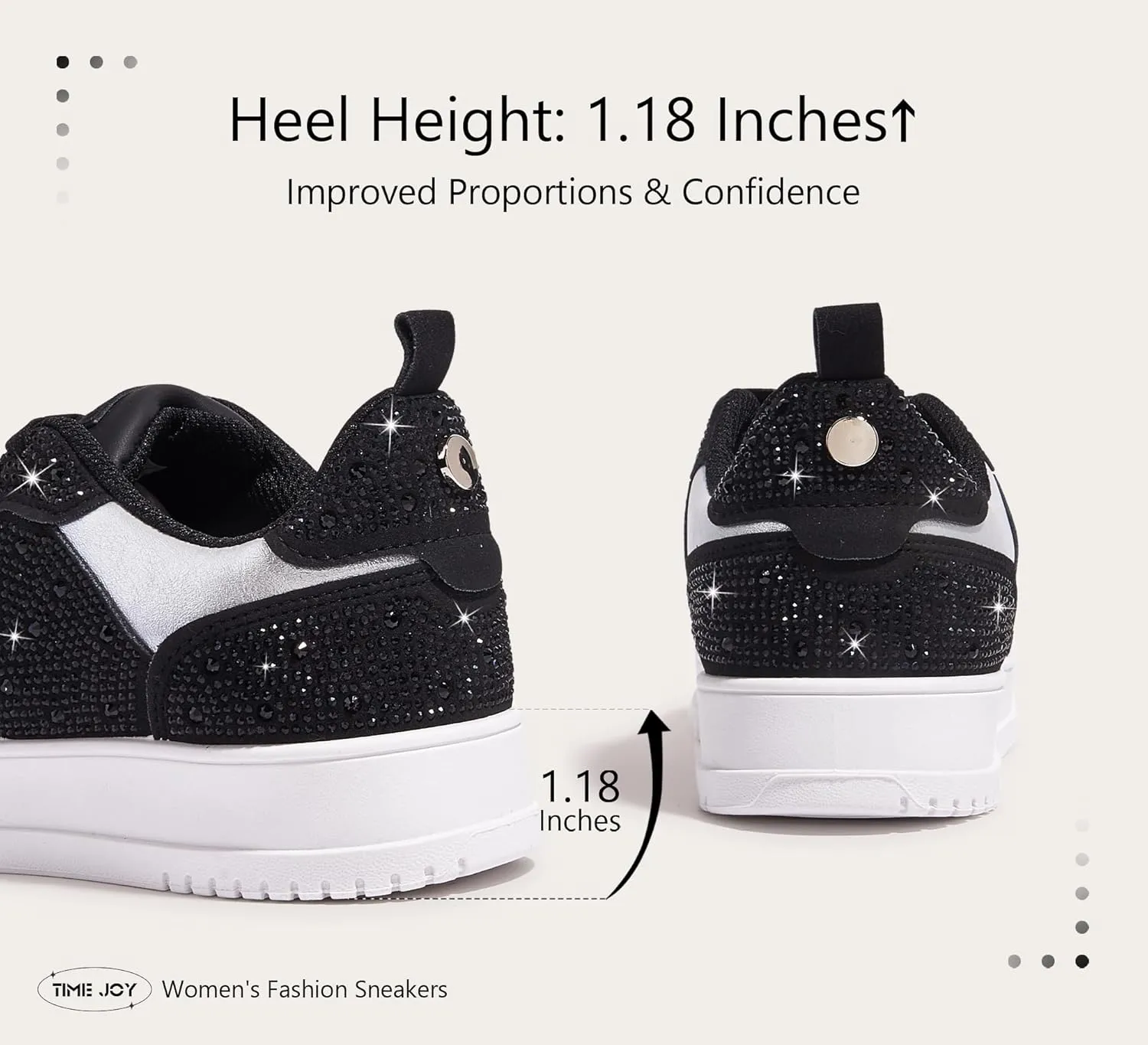 Women's Sparkly Rhinestone Sneakers Comfortable Athletic Glitter Platform Tennis Shoes for Casual, Gym & Fashion Outfits
