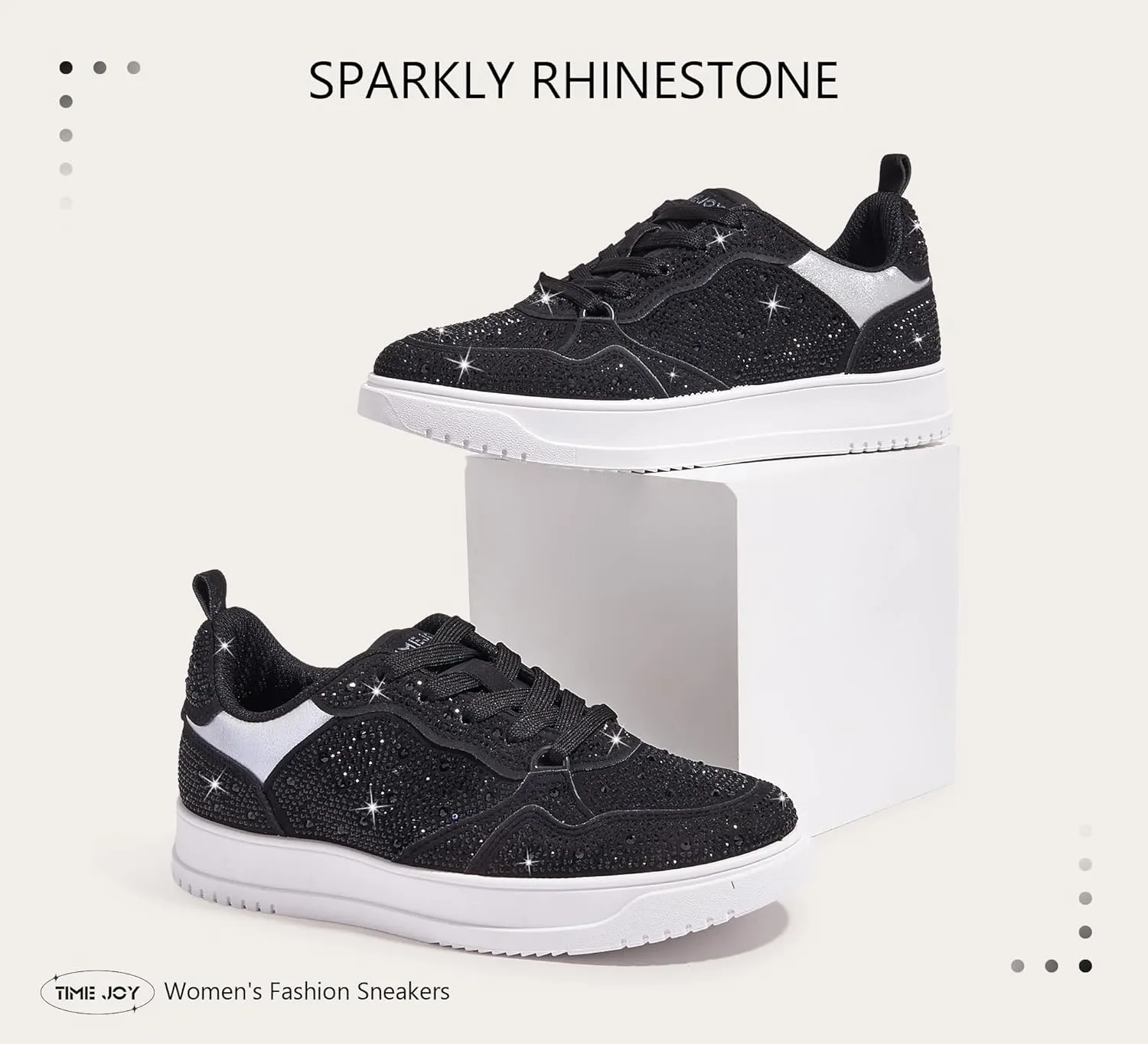 Women's Sparkly Rhinestone Sneakers Comfortable Athletic Glitter Platform Tennis Shoes for Casual, Gym & Fashion Outfits