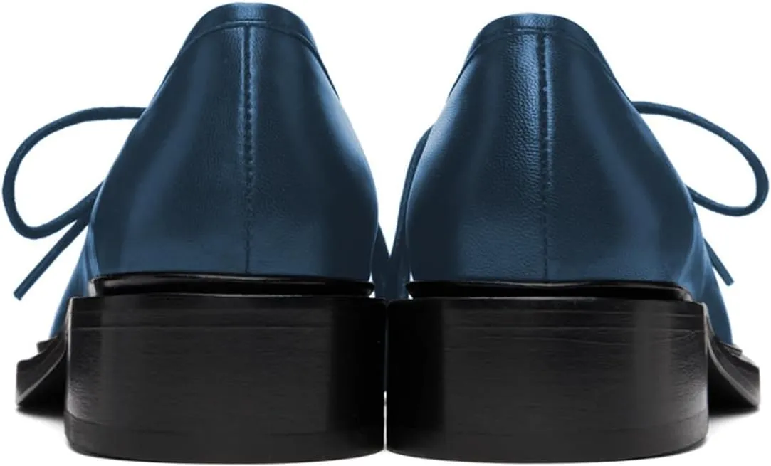 YDN Women's Comfortable Flat Platform Pumps Closed Round Toe Chunky Low Heels Self-tie Daily Outfit Casual Shoes Size 4-16 US