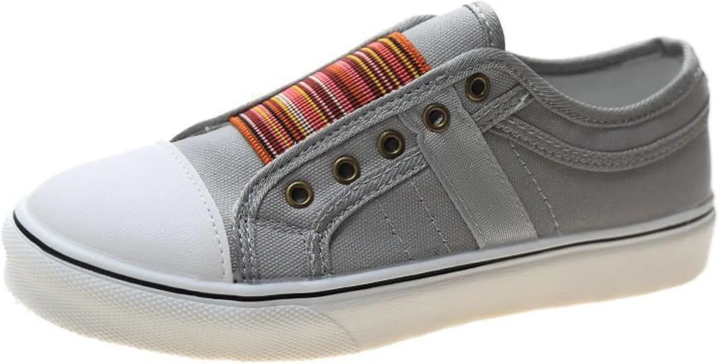 YIBLBOX Women's Canvas Slip on Sneakers Casual Slip on Walking Shoes Womens Flat Dress Shoes Non Slip Work Shoes